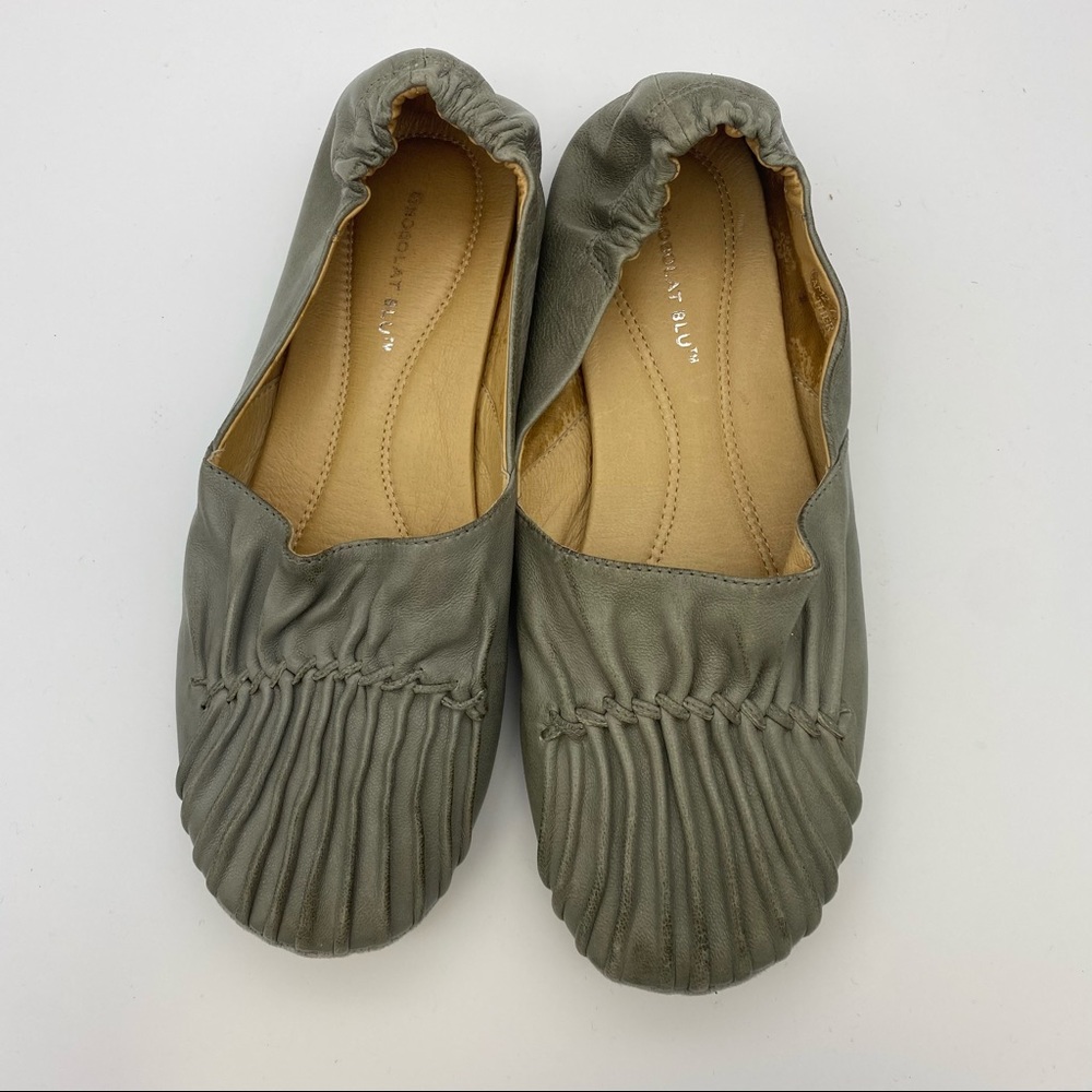 Chocolat Blu Cam 2 Pleated Leather Flat 7.5 - Picture 4 of 10